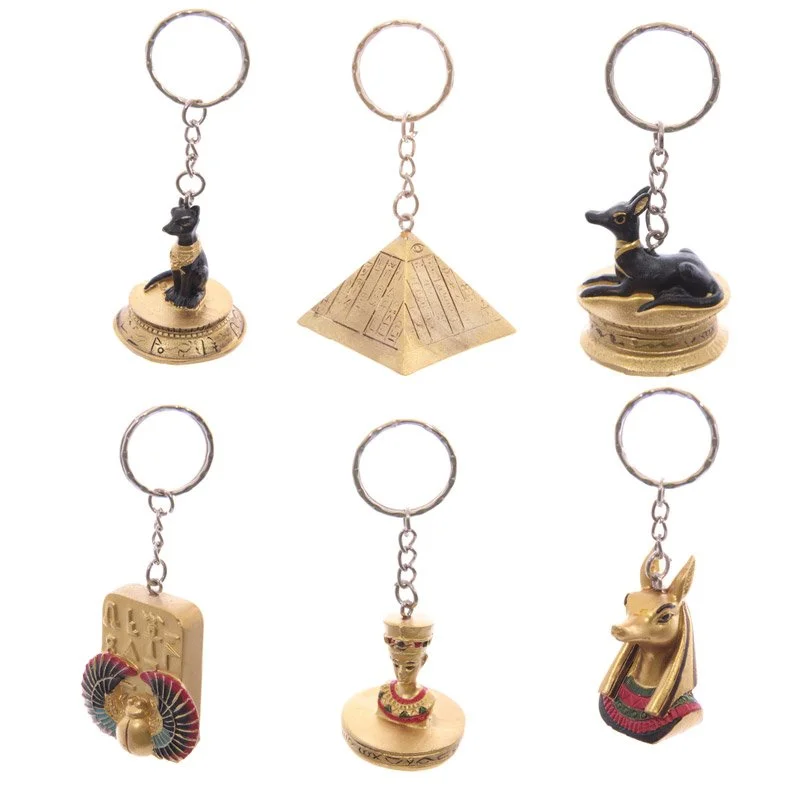 Egyptian novelty keyring made of resin and metal, with a colourful design.