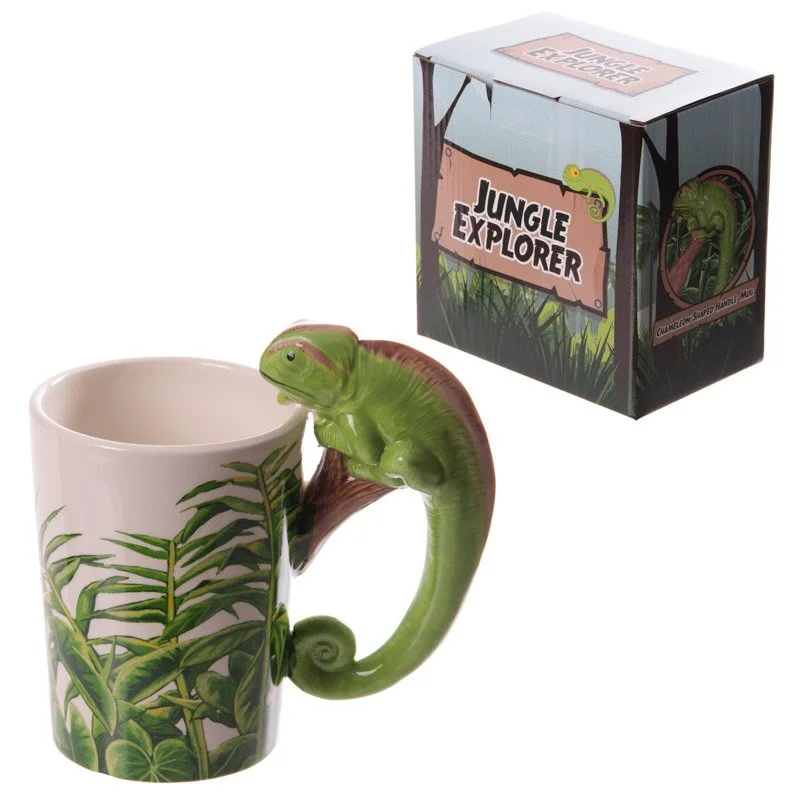 Chameleon‑shaped handle 400ml ceramic mug, ceramic (Dolomite) material, food safe, from China