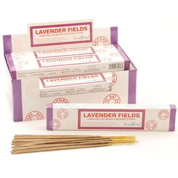 Bundle of 15 hand‑rolled lavender incense sticks.