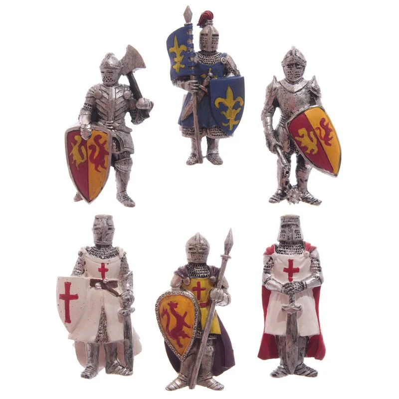 Resin crusader knight magnet on plain background, showcasing detailed knight figure with shield.