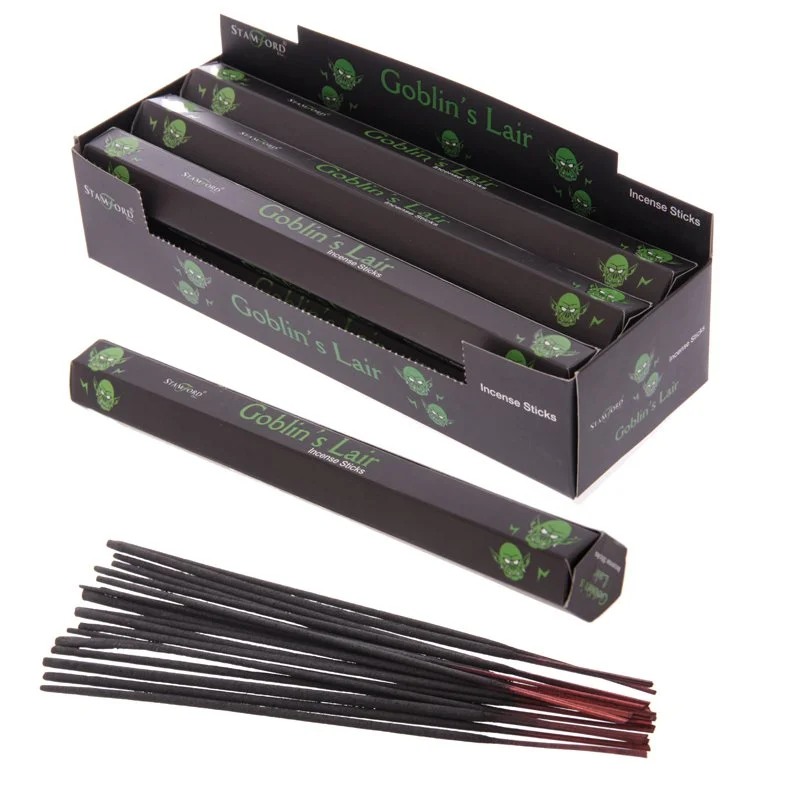 Stamford Black pack of 12 Cinnamon Halloween incense sticks, cruelty‑free and vegan symbols.
