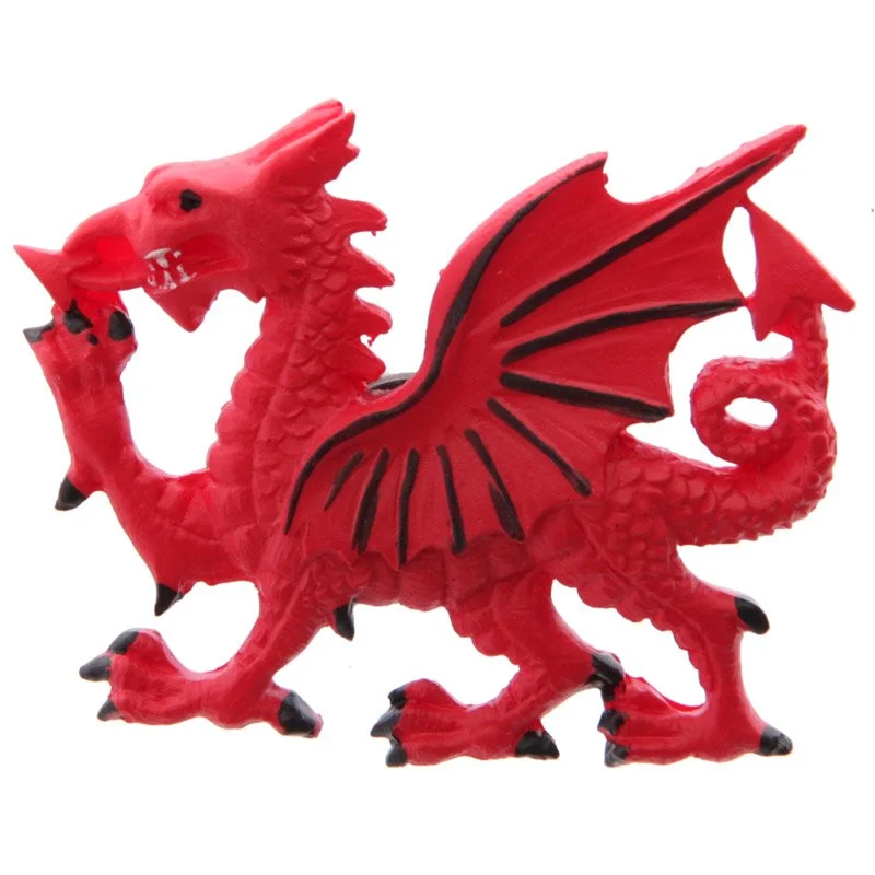 Welsh dragon magnet made from resin and sintered ferrite, showcasing a vibrant dragon illustration on a glossy surface