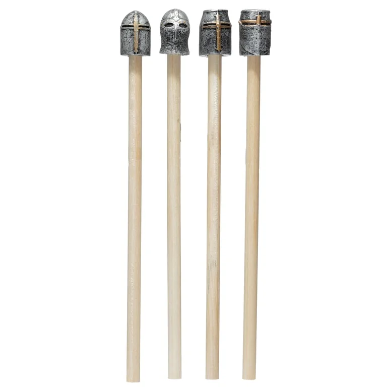 Wooden pencil with a resin medieval knight topper, fun kids novelty pencil with detailed knight figure