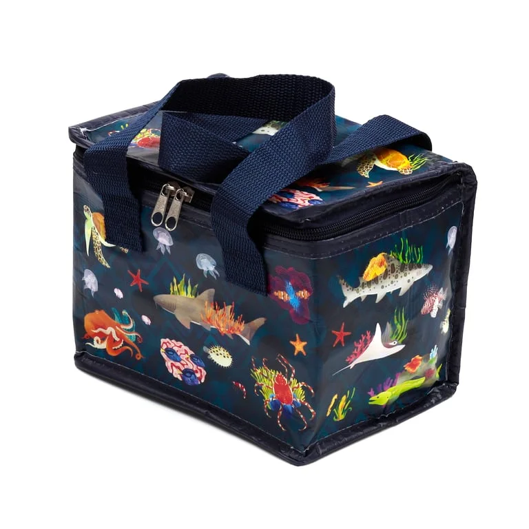 Zip-up insulated eco friendly cool bag made from recycled plastic bottles with two polypropylene handles