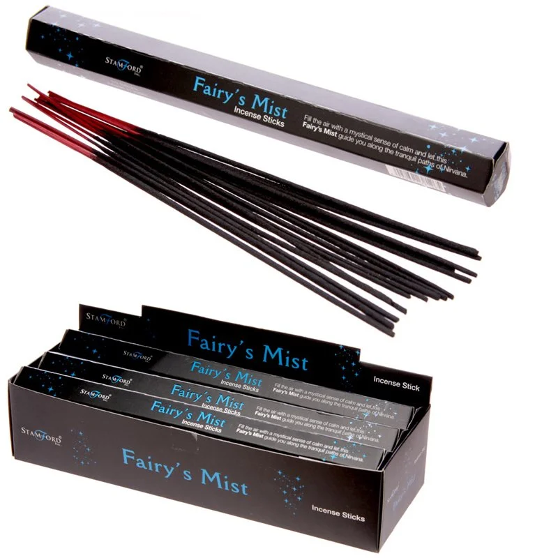 Hand‑rolled black incense sticks in a small box, topped with a white rose scent label.