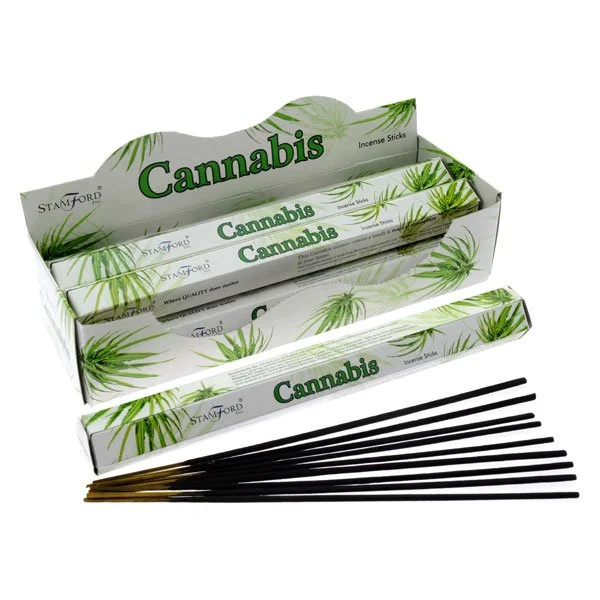 Pack of 20 Stamford Hex cannabis incense sticks, hand‑rolled resin, vegan and cruelty free