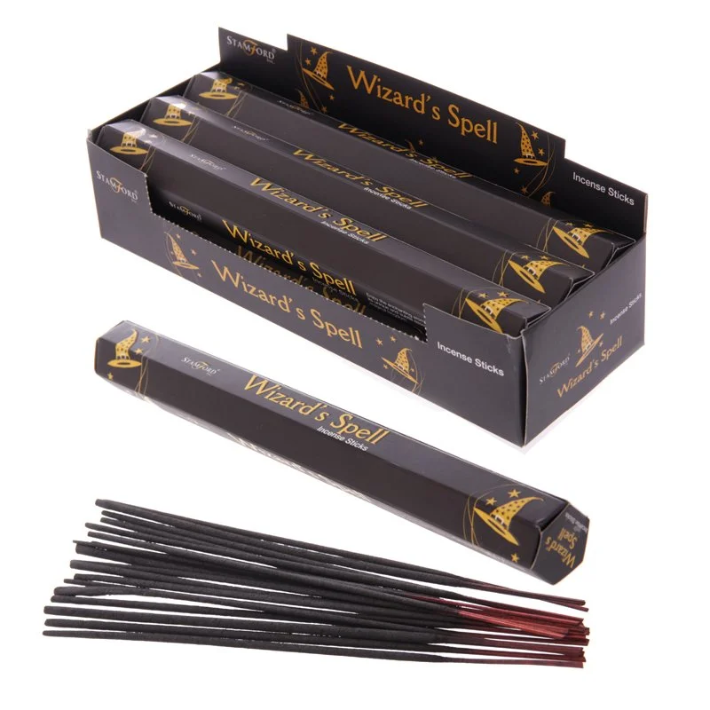 Pack of black incense sticks in white tin, hand‑rolled, with cruelty‑free and vegan symbols, originating from India.