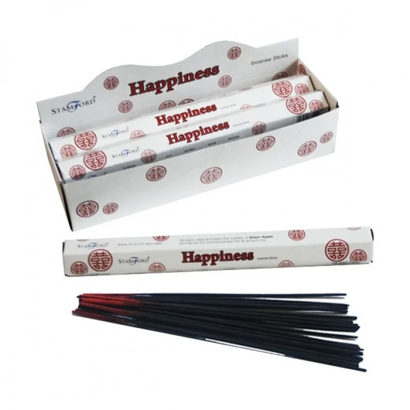 Pack of 20 hand‑rolled green apple incense sticks, cruelty‑free vegan packaging.