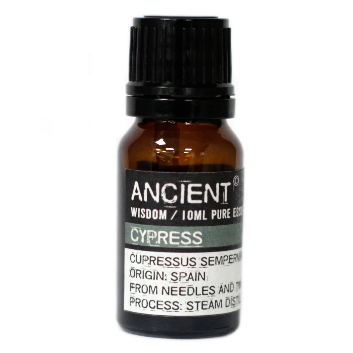 Small 10 ml bottle of essential oil cypress.