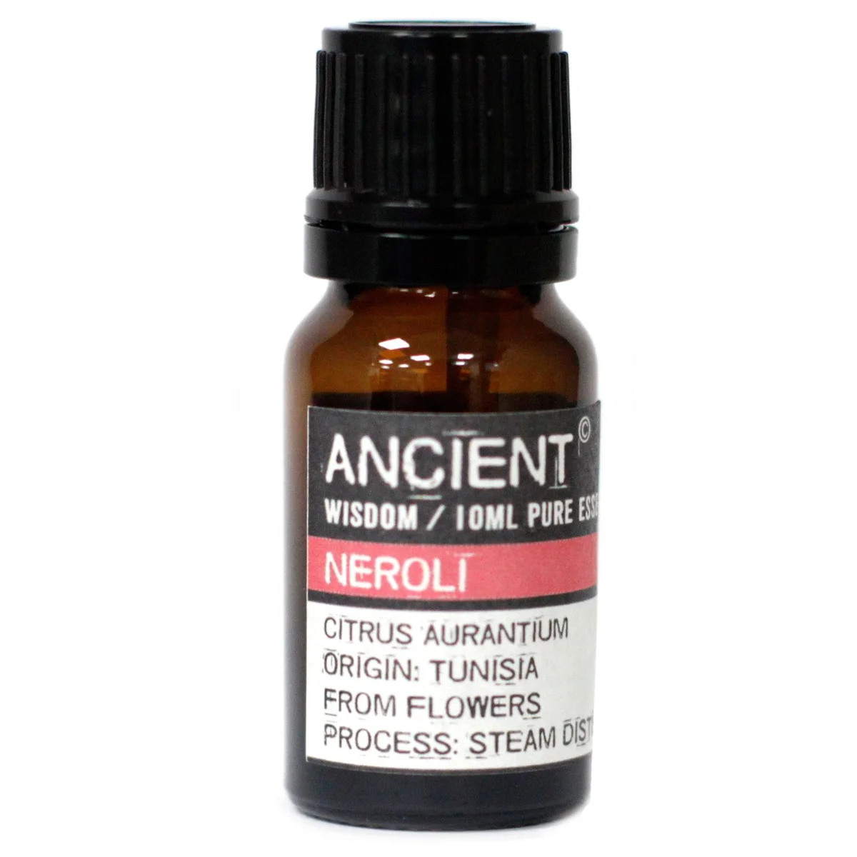 10 ml bottle of pure neroli essential oil.
