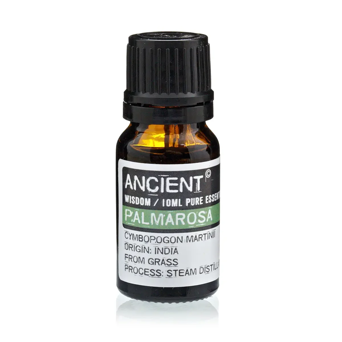 10ml Palmarosa Essential Oil bottle, clear glass with visible label.