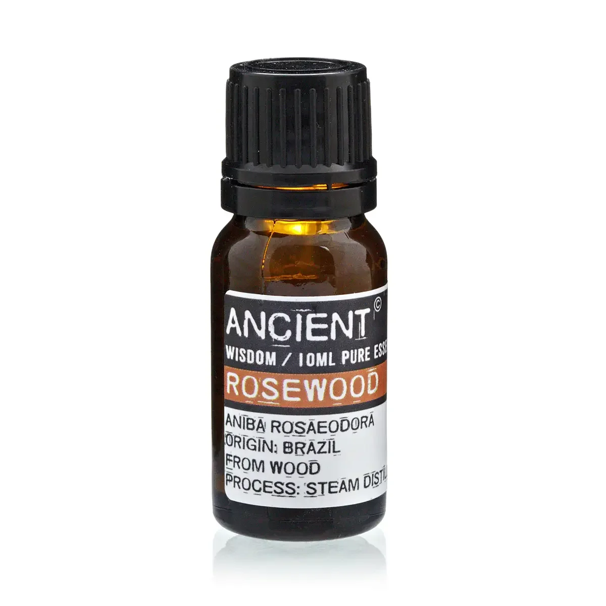 10 ml essential oil bottle labeled Rosewood