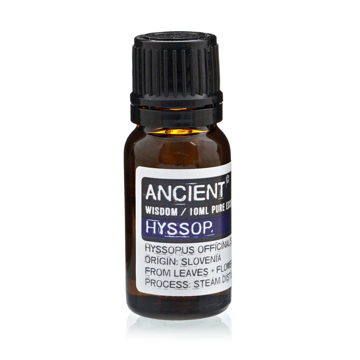 10 ml bottle of natural hyssop oil.