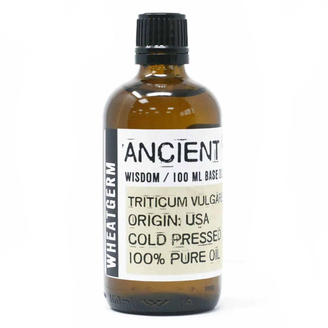 Wheatgerm oil 100ml bottle in clear glass.