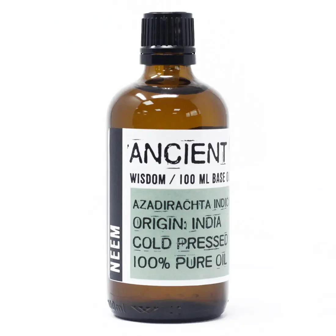 neem oil 100ml bottle with clear glass container and label