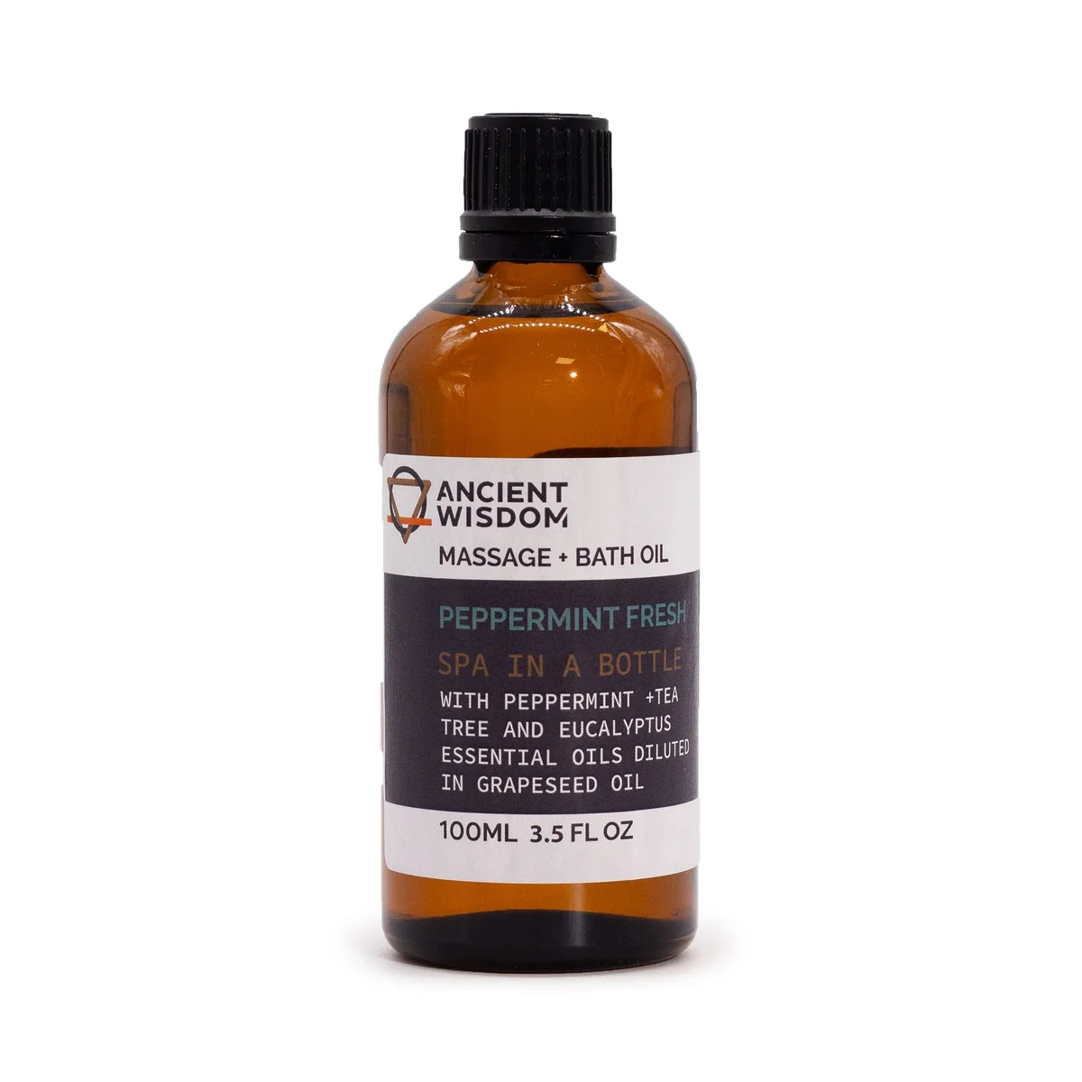 Peppermint massage oil bottle, 100ml.