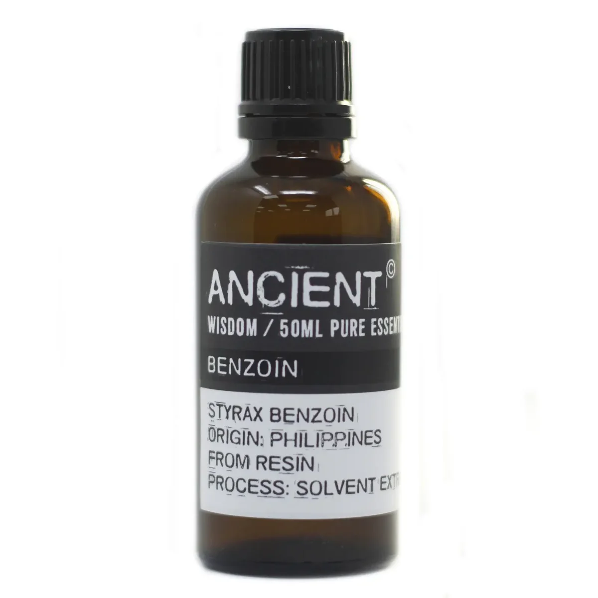 50ml bottle of benzoin oil with label 'Benzoin (Dilute/Dpg) 50ml