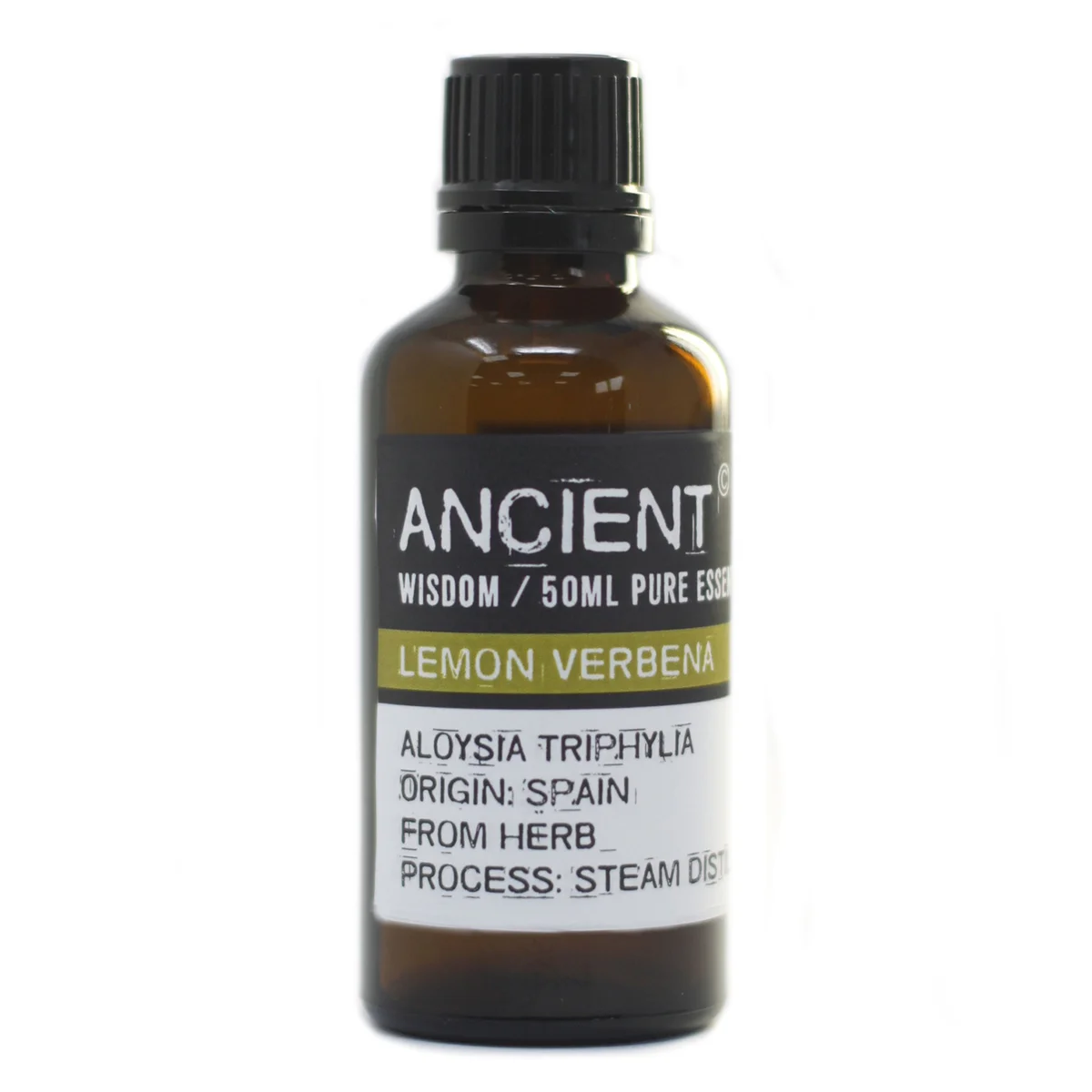 Lemon Verbena 50ml essential oil bottle with label visible