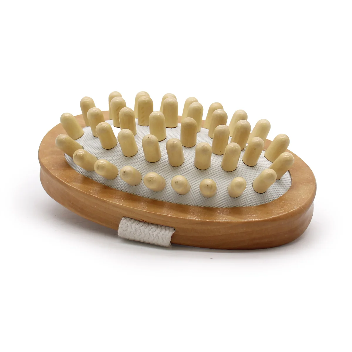 Wooden anti cellulite massager with textured surface, displayed on a plain background