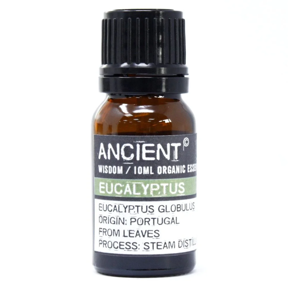10ml bottle of organic eucalyptus essential oil.
