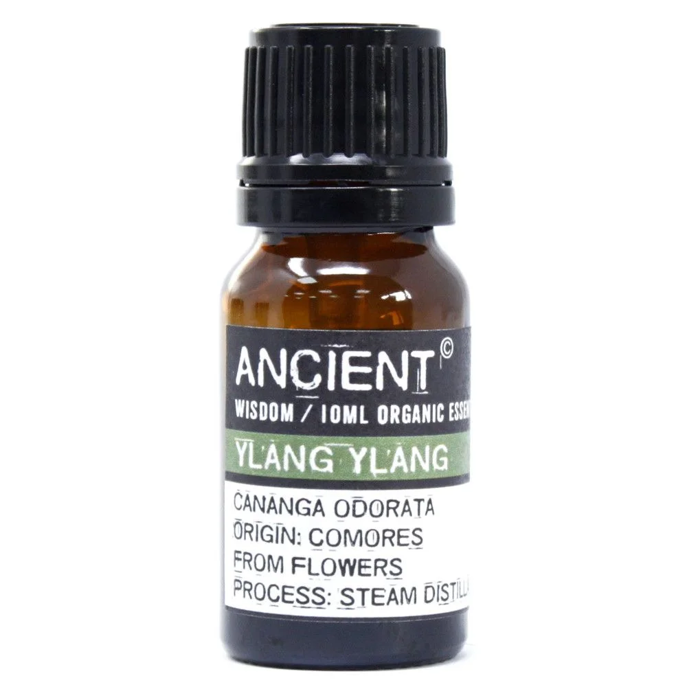 Stylish 10ml bottle of ylang ylang essential oil, labeled for aromatherapy