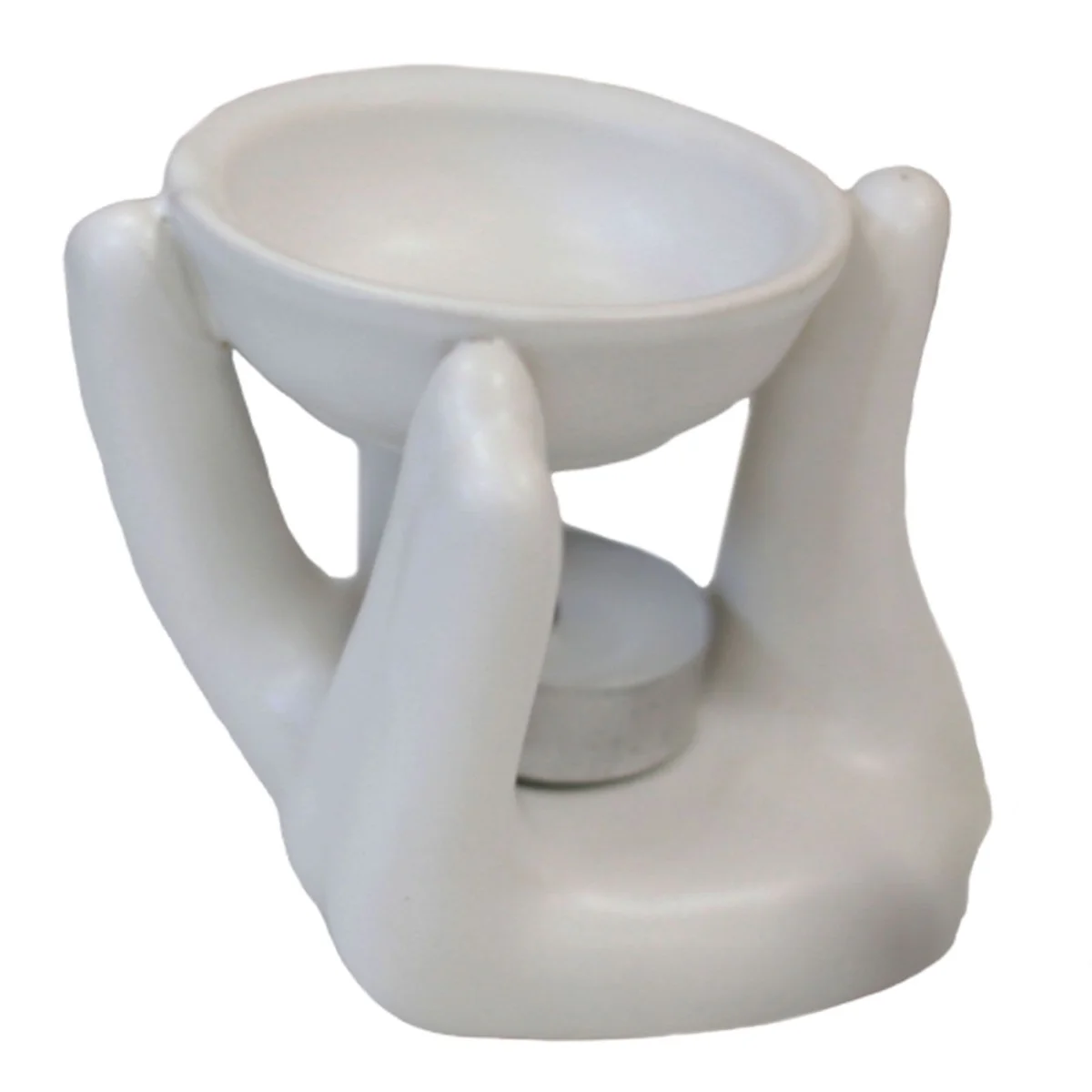 A white oil burner from Helping Hand on a modern kitchen counter.