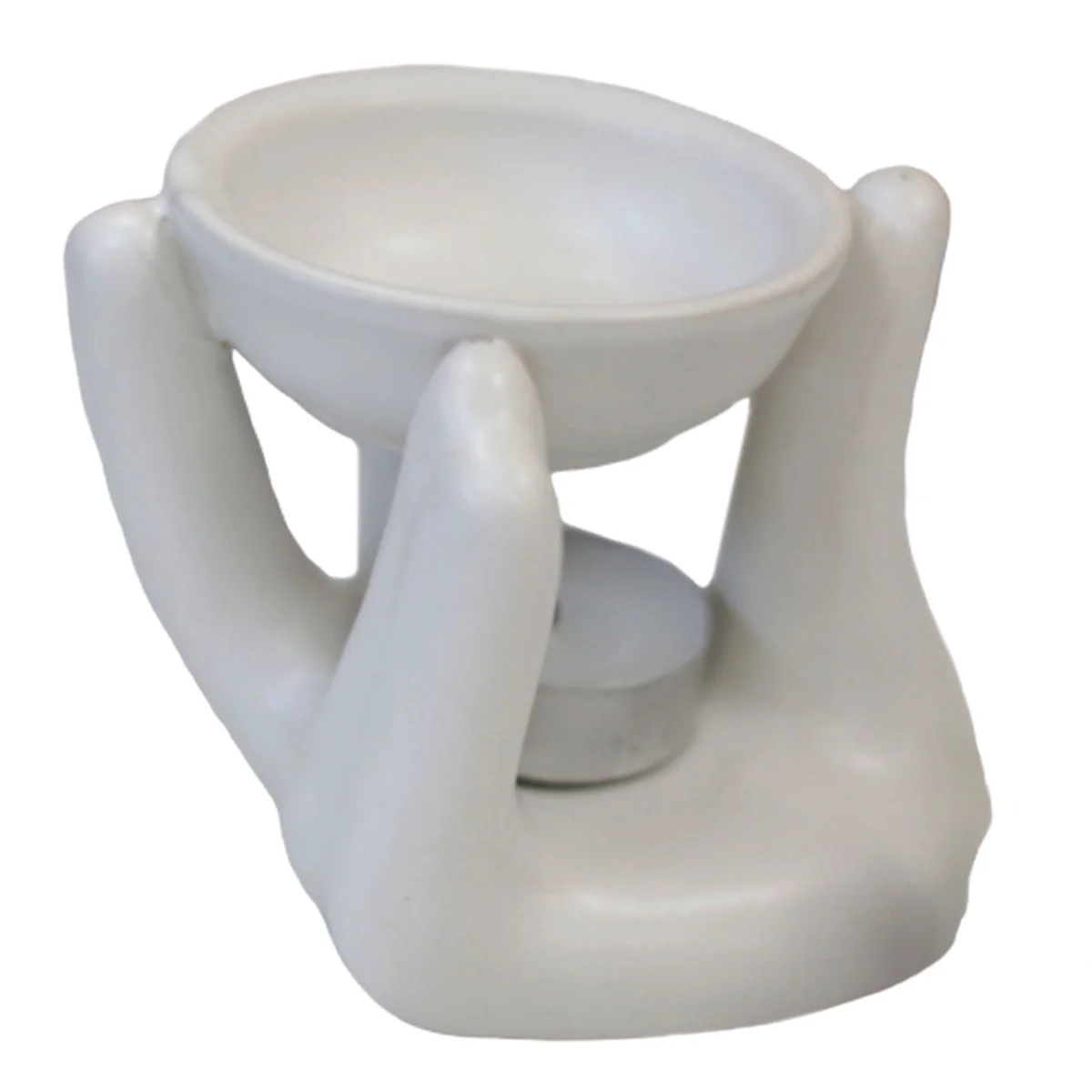 White Helping Hand oil burner home decor centerpiece.