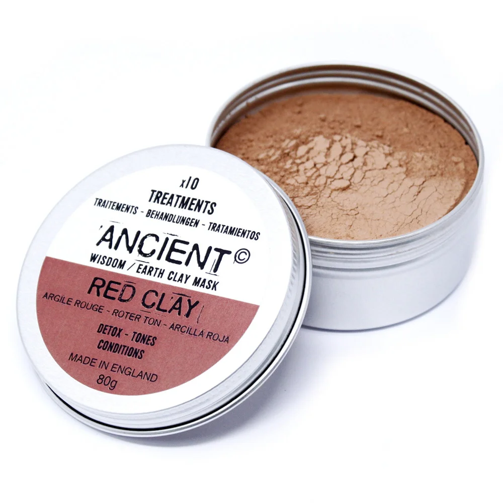 80g red clay mask sealed in a compact pouch.