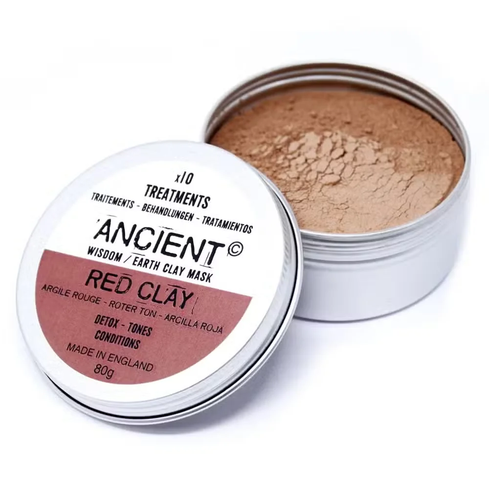 Red clay face mask 80g shown in its packaged jar.
