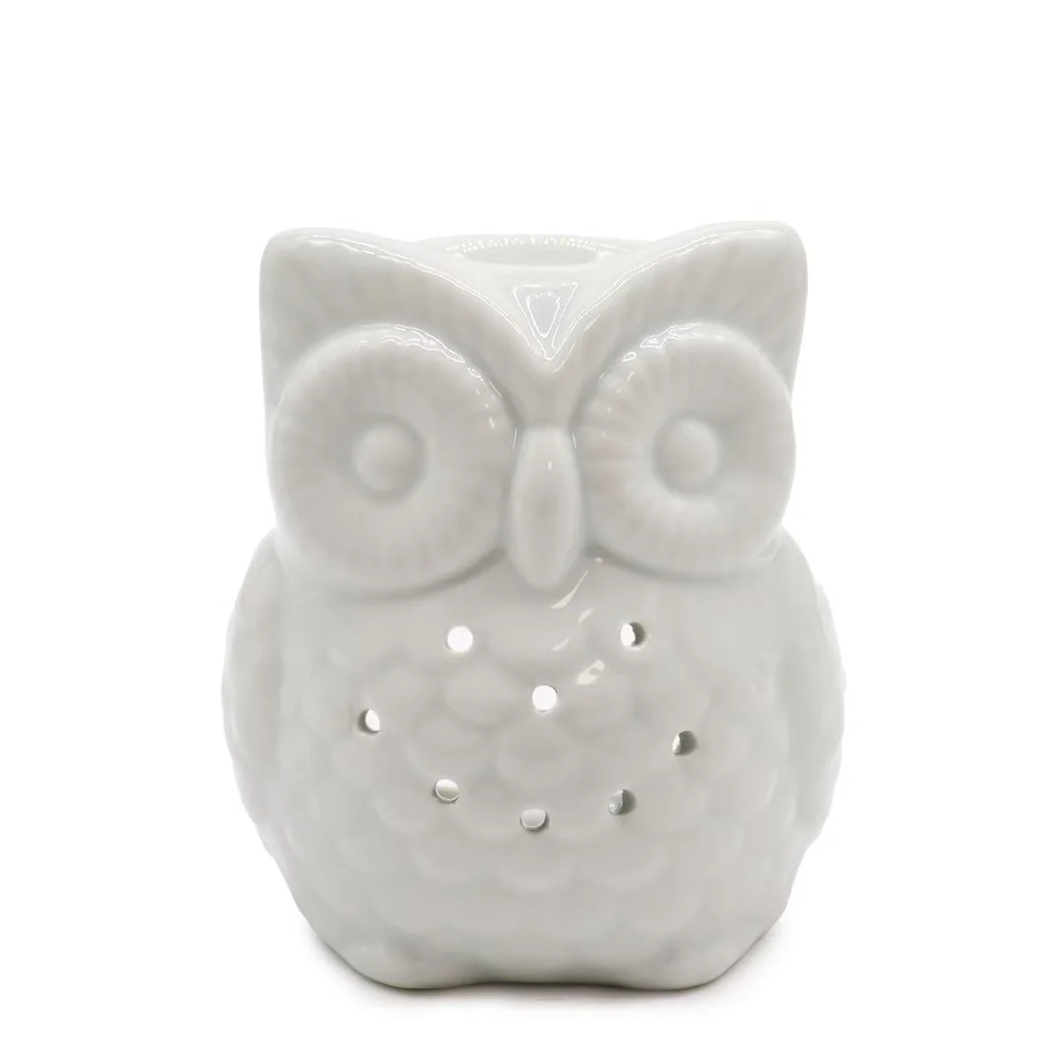 Tall owl oil burner figurine in classic white