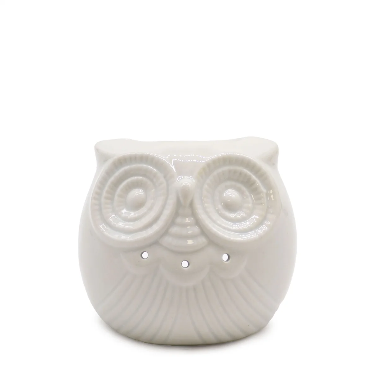 Classic white owl oil burner with short owl design.