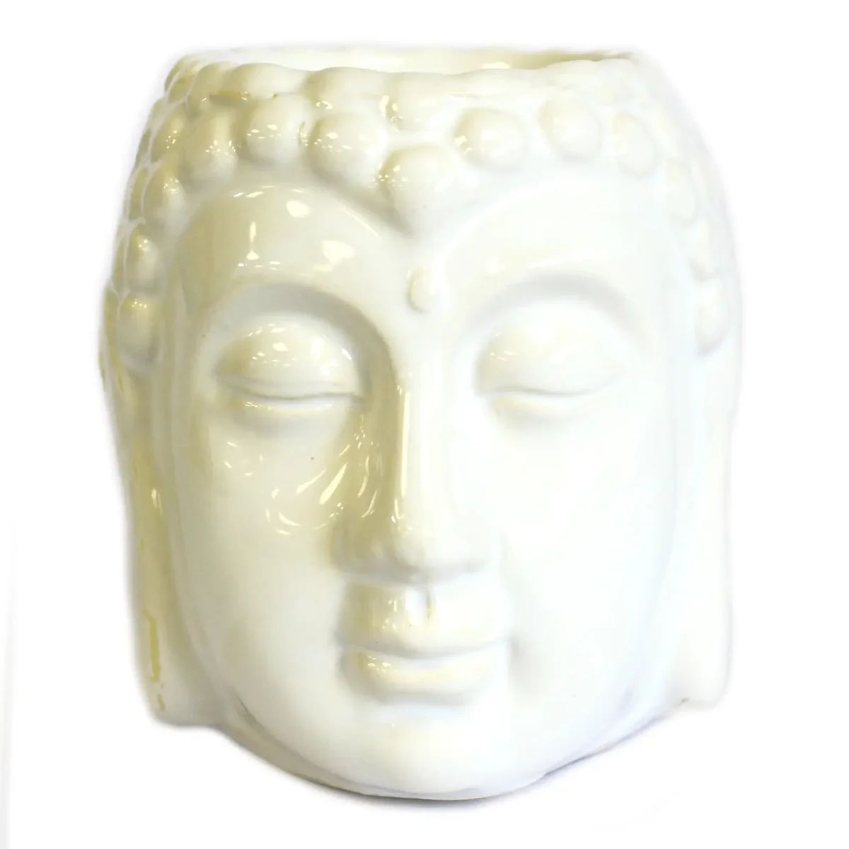 White Buddha oil burner on a neutral background