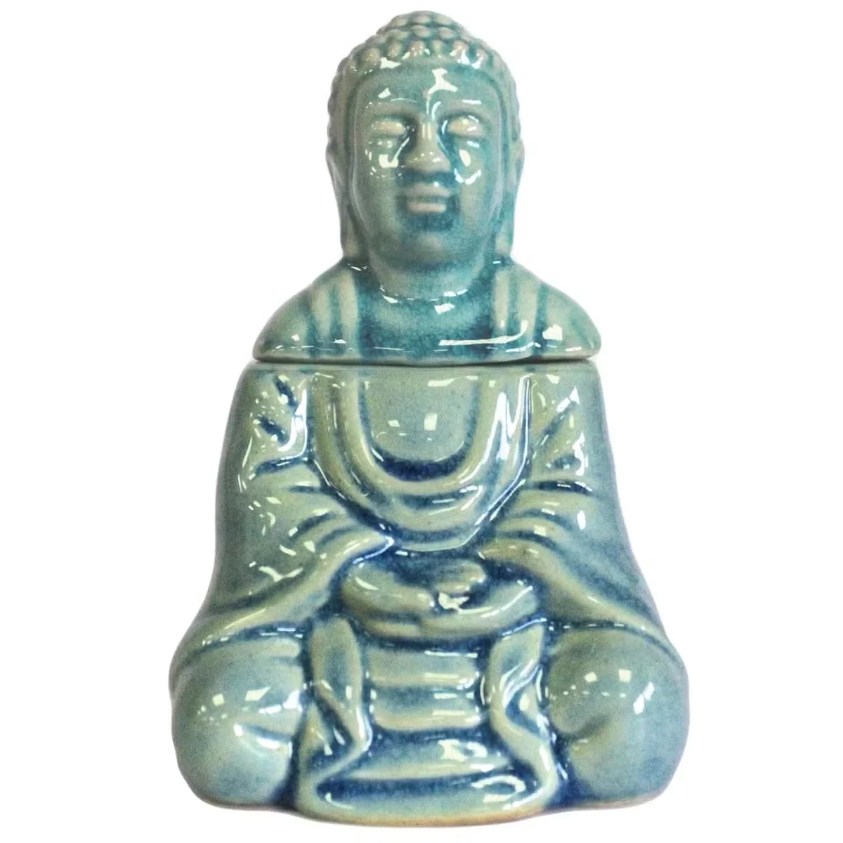 Blue sitting Buddha oil burner figurine