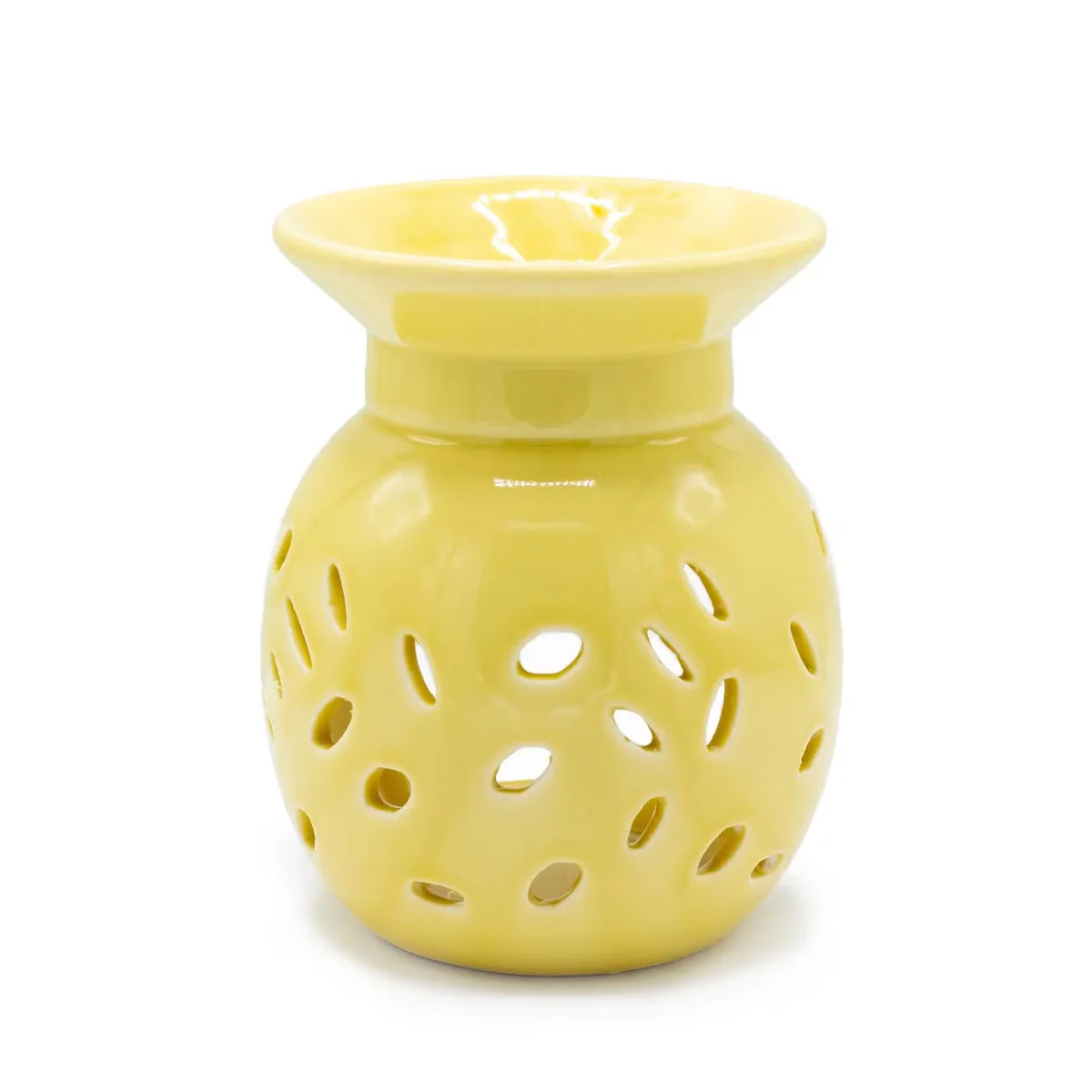 Yellow floral decorative oil burner with elegant design