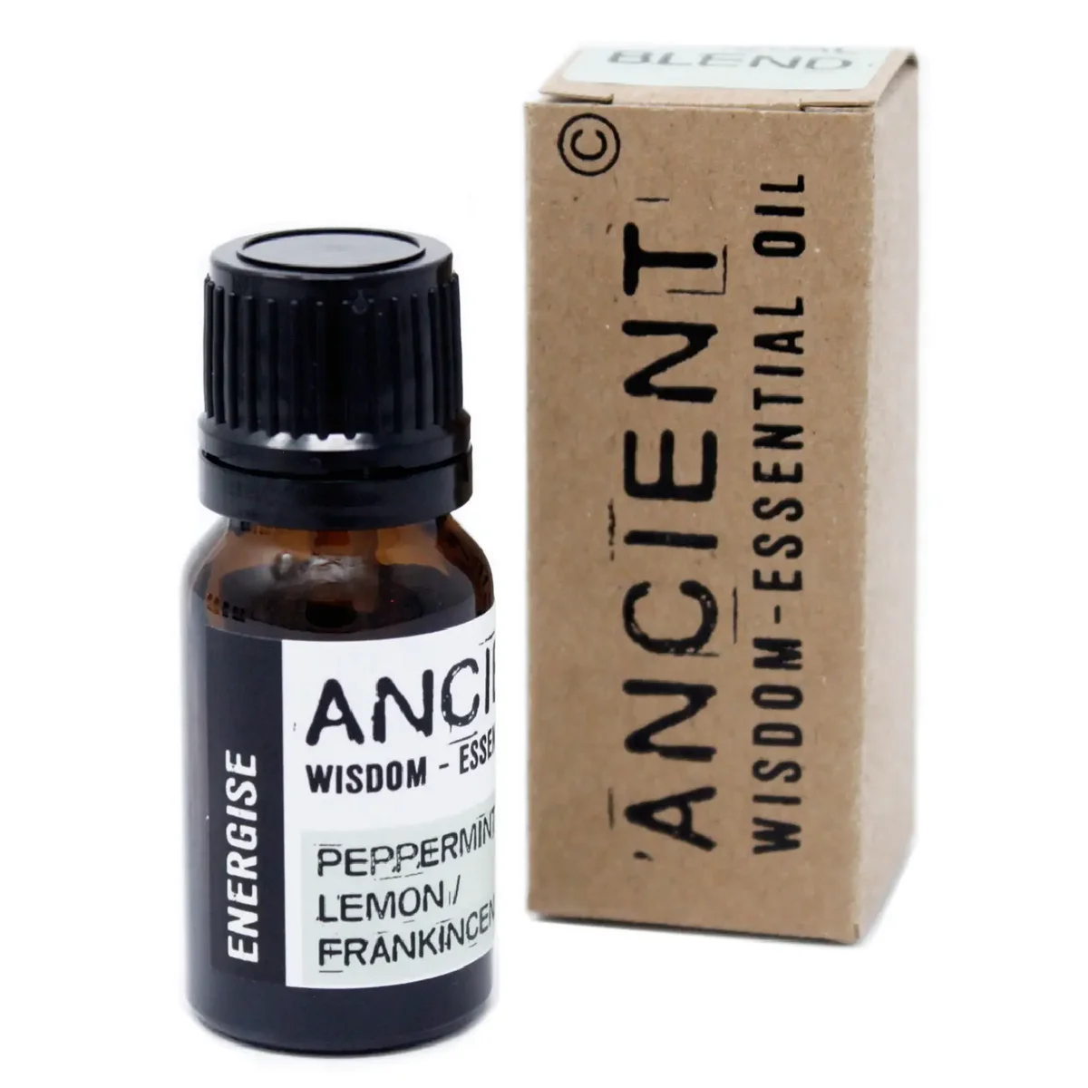 Boxed bottle of energising essential oil 10ml ready for use.