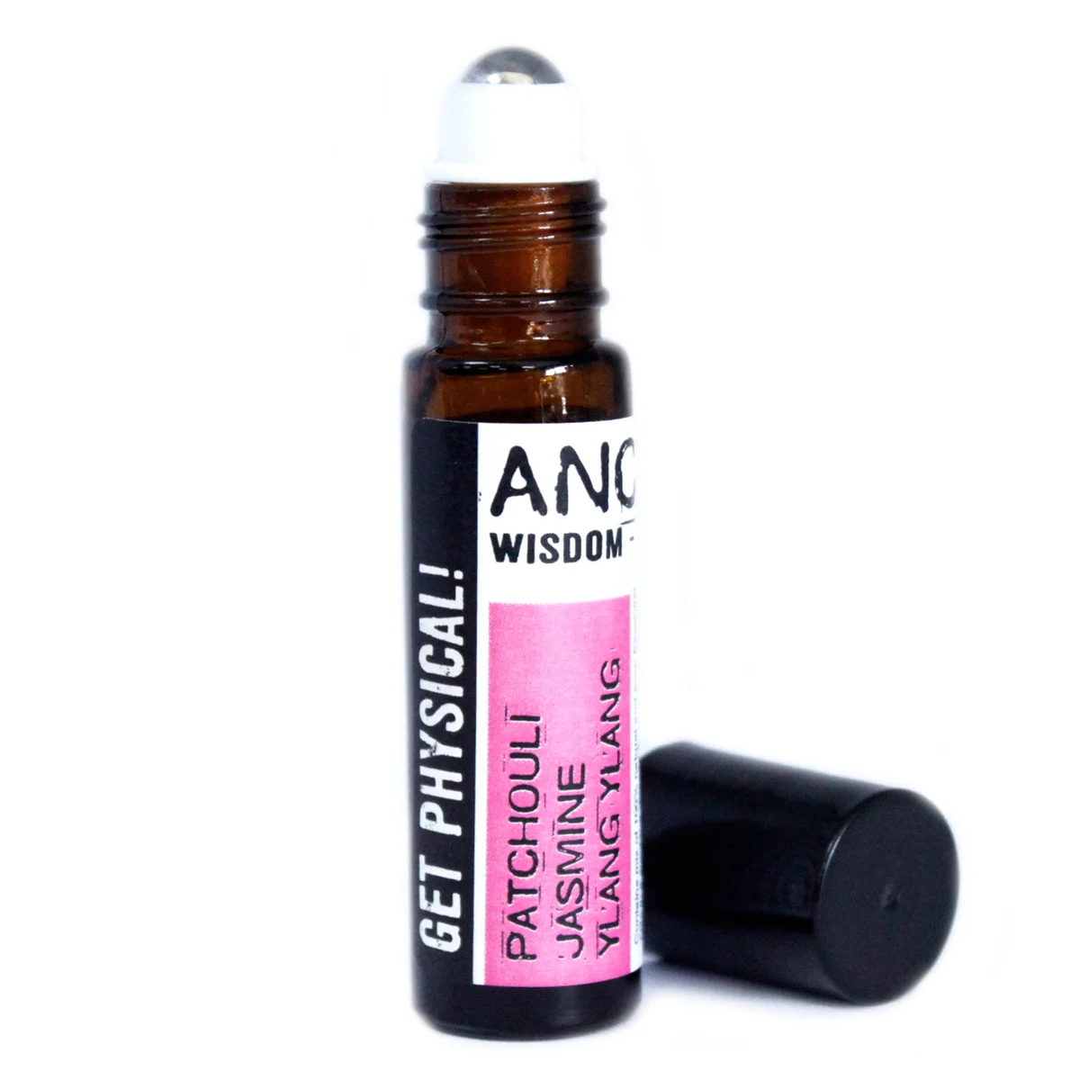 10 ml roll‑on bottle labeled “Essential Oil Blend – Get Physical.”
