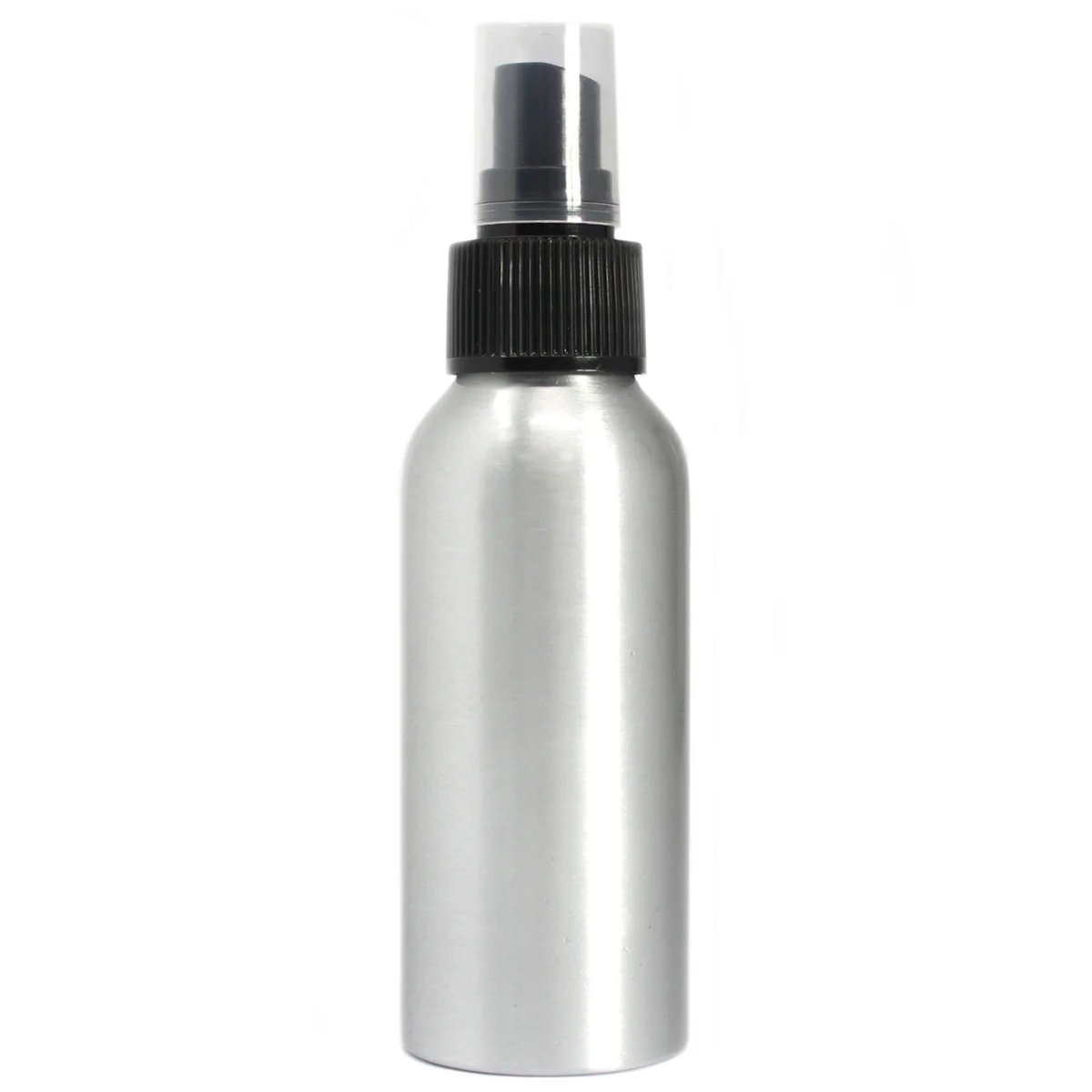Black top bottle – 100ml aluminium container with black spray cap.