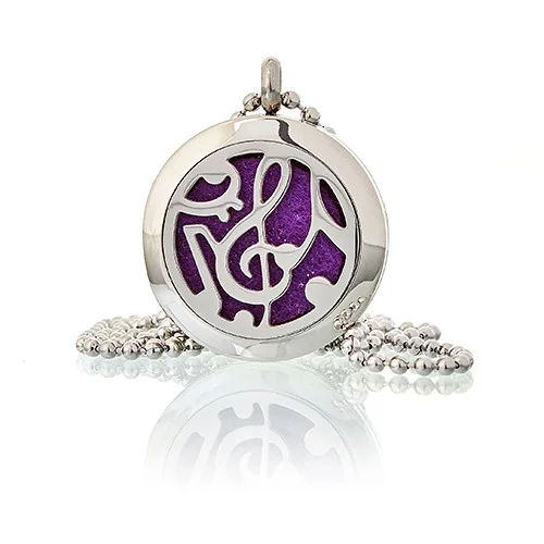 25mm diffuser necklace featuring a music note charm hanging from a delicate chain.