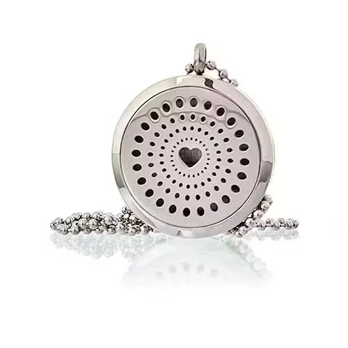 Essential oil necklace featuring 30mm diamond heart pendant.
