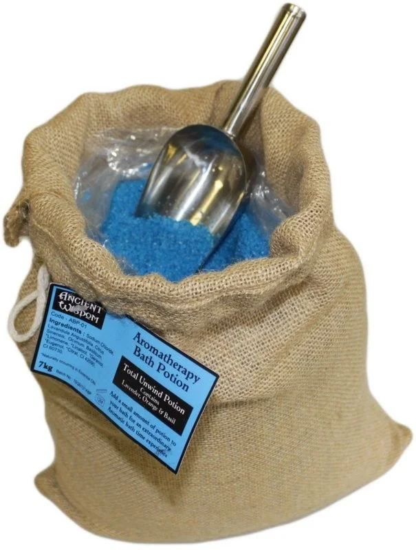 Total Unwind Potion 7kg Hessian sack, burlap fabric with visible branding