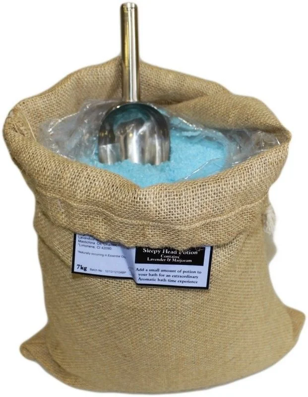 Hessian sack containing sleepy head potion, 7kg