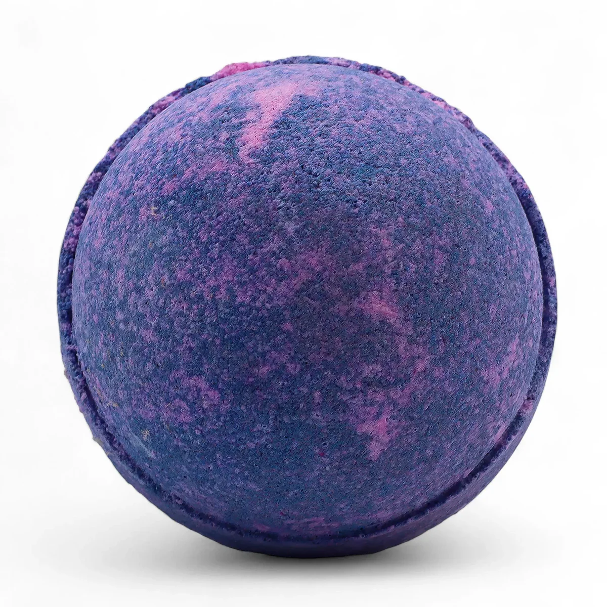 Three violet bath bombs arranged together as a bath bomb set