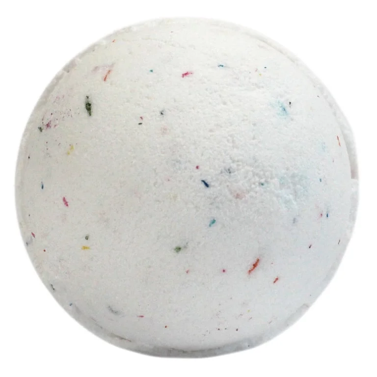 Tutti fruti bath bomb in white and multicoloured design