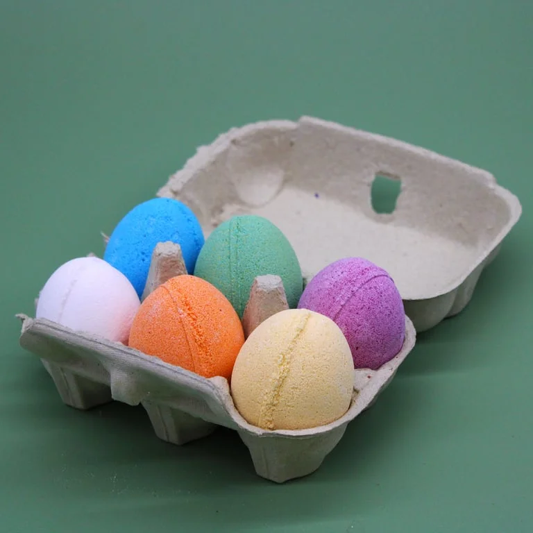 Tray of mango bath eggs on a tray in the bathroom.