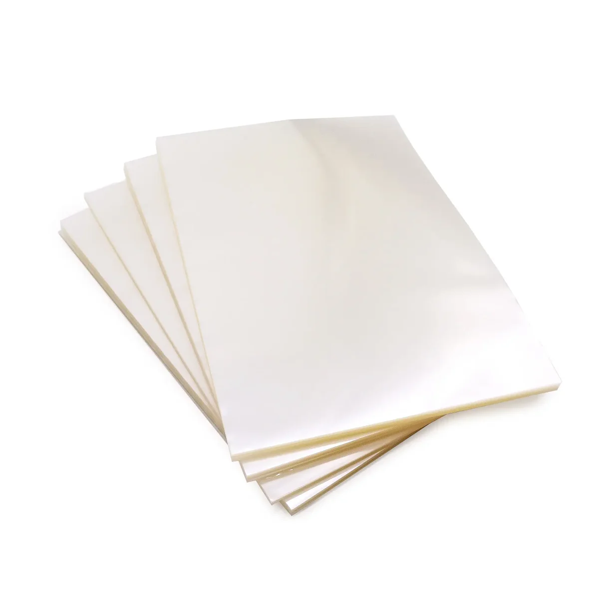 Clear plastic sheets stacked for soap making sheets.