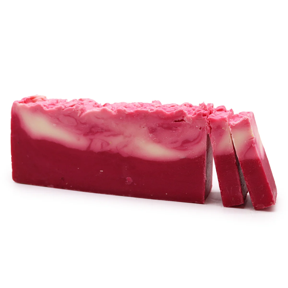 Shea butter soap loaf with matte greenish surface, neat rectangular shape.