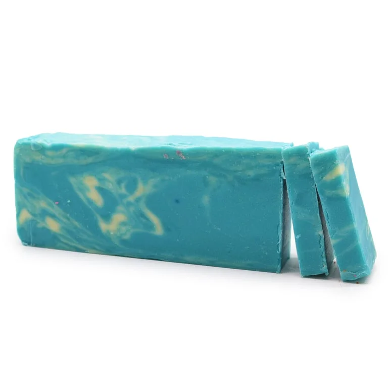 Loaf of seaweed olive oil soap, dark green and textured