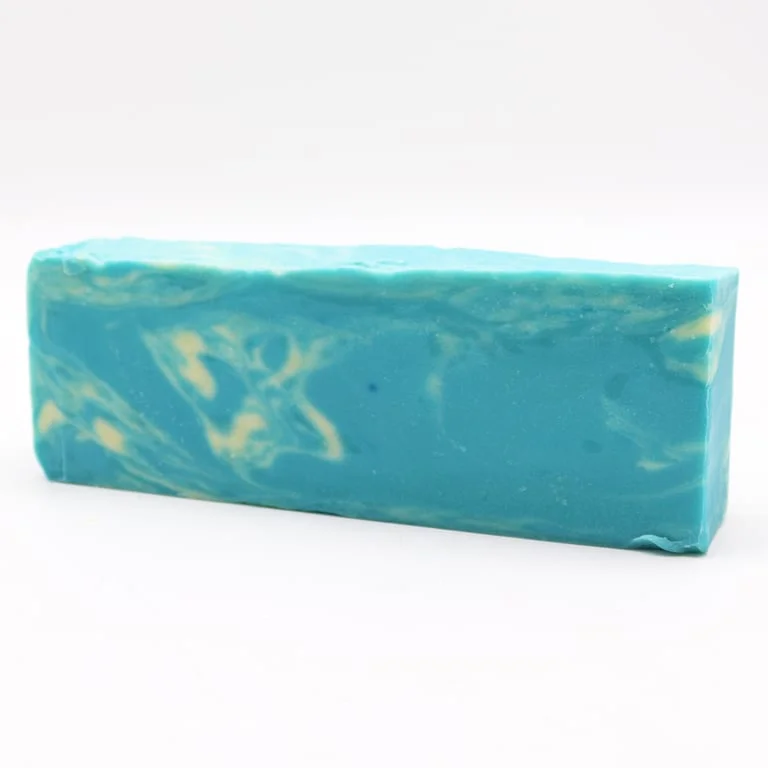 Olive oil soap loaf with seaweed texture and natural green hue