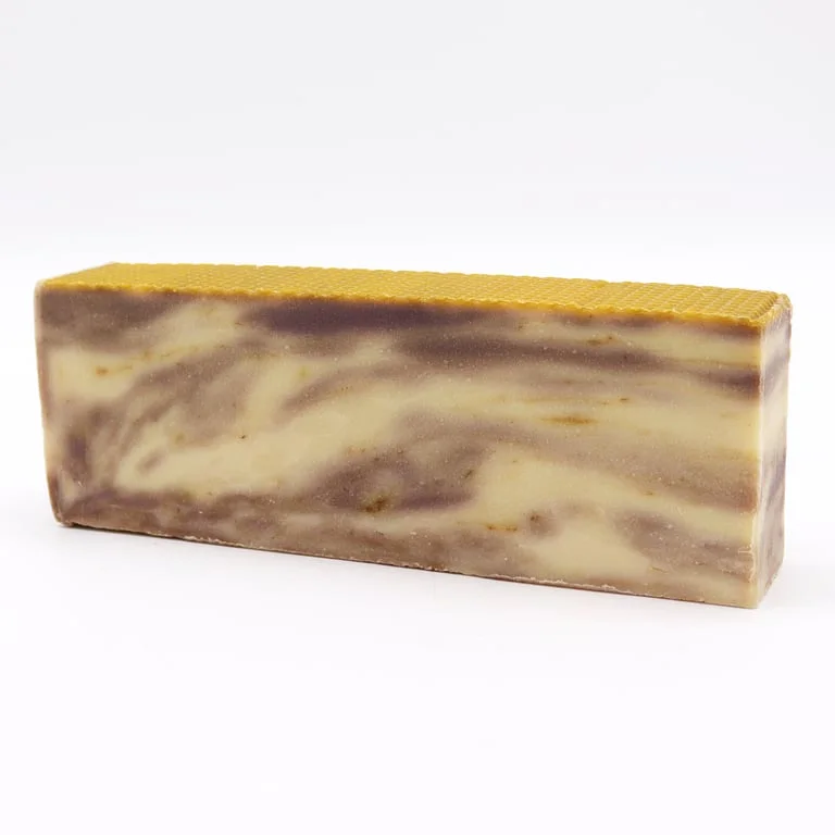 Olive oil soap loaf with propolis pattern