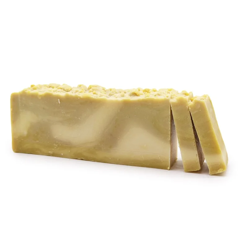 Argan olive oil soap loaf displayed with a smooth, natural texture.